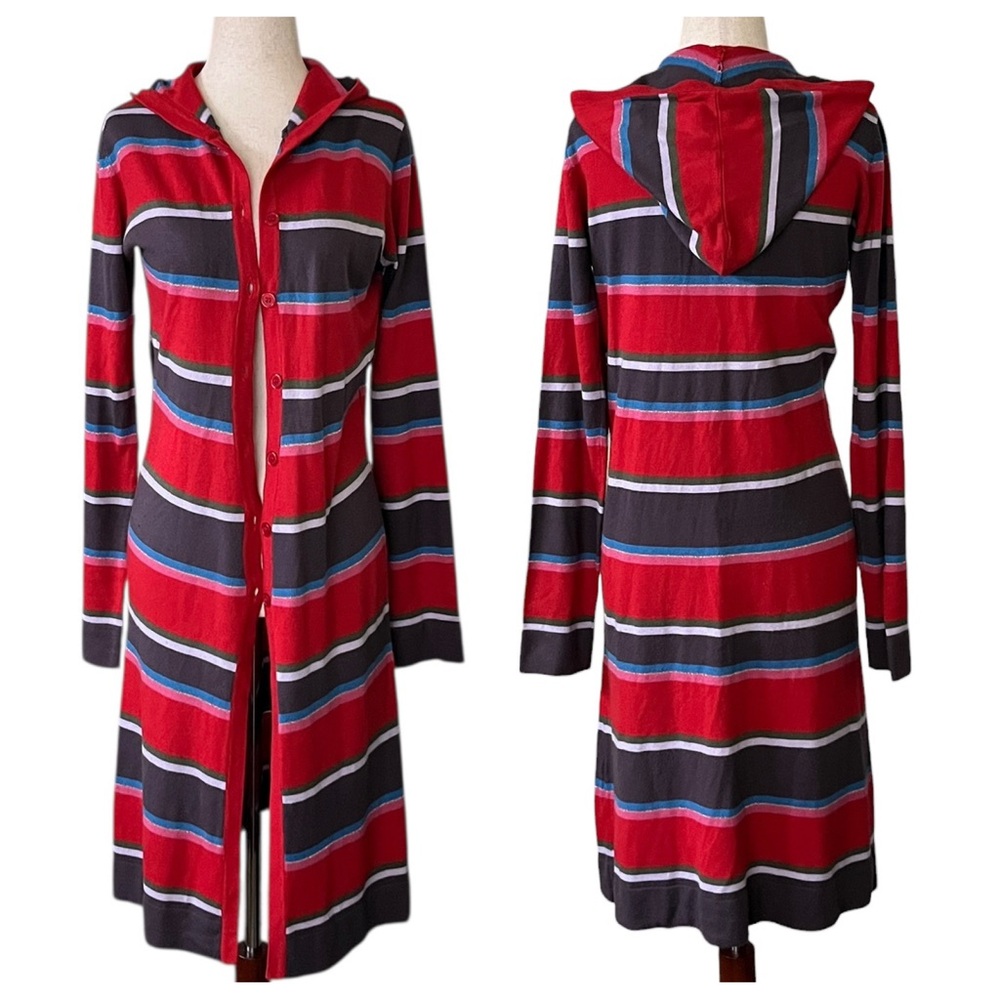 Y2K Esprit long maxi hoodie in multi-color with button front